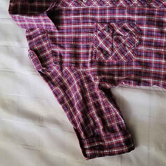 Red Plaid Shirt Dress - Picture 3 of 10